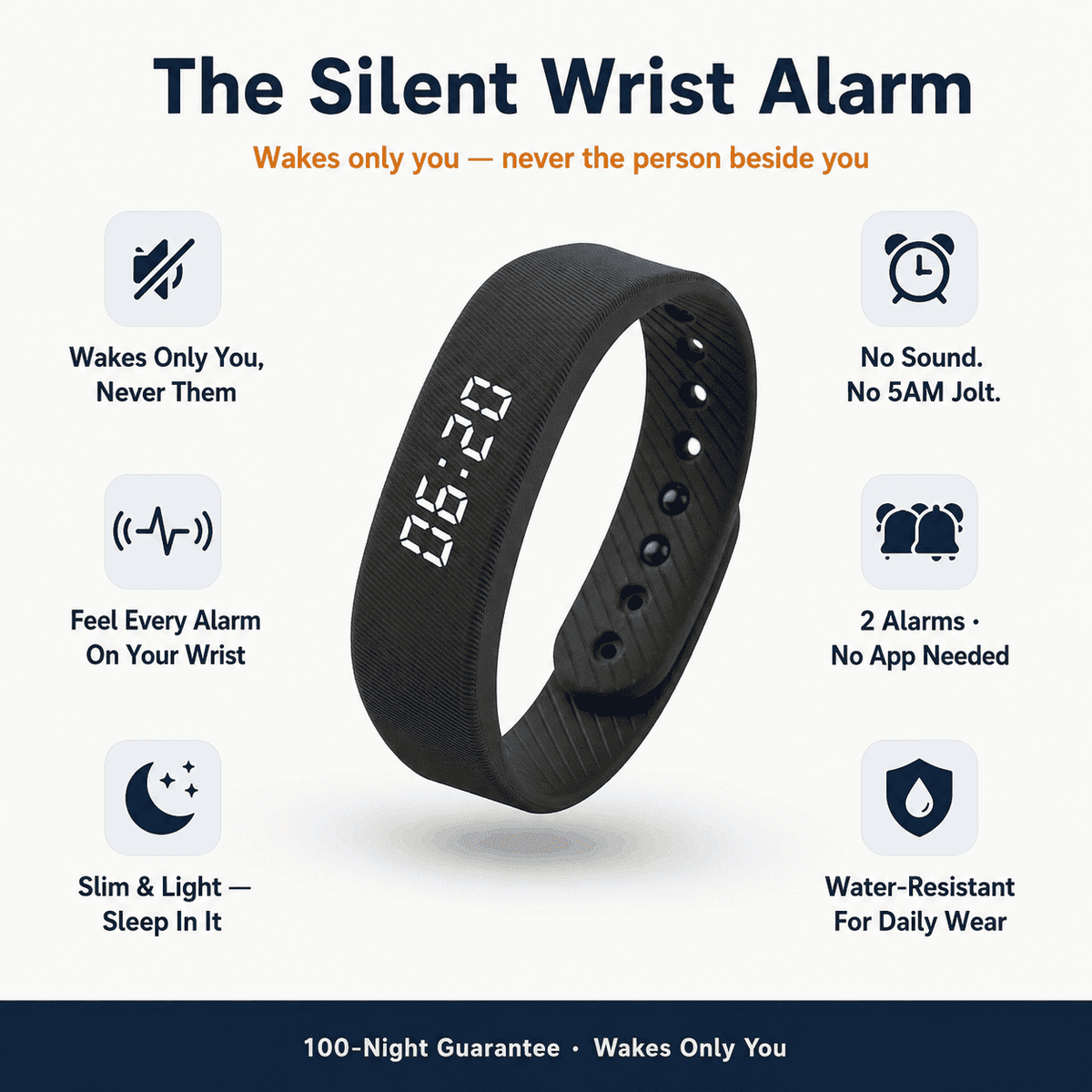 Silent Wake silent vibration alarm watch — key features overview